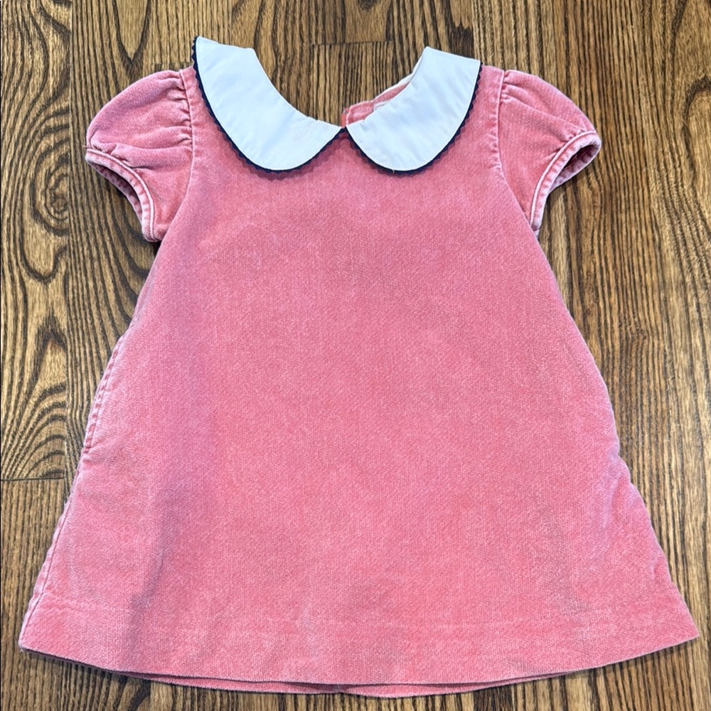 Pink Velvet Dress with White Collar
